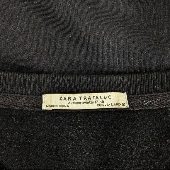 ZARA TRAFALUC WOMEN'S SWEATER‎ L BLACK Rosette FLORAL Floral - Picture 4 of 6